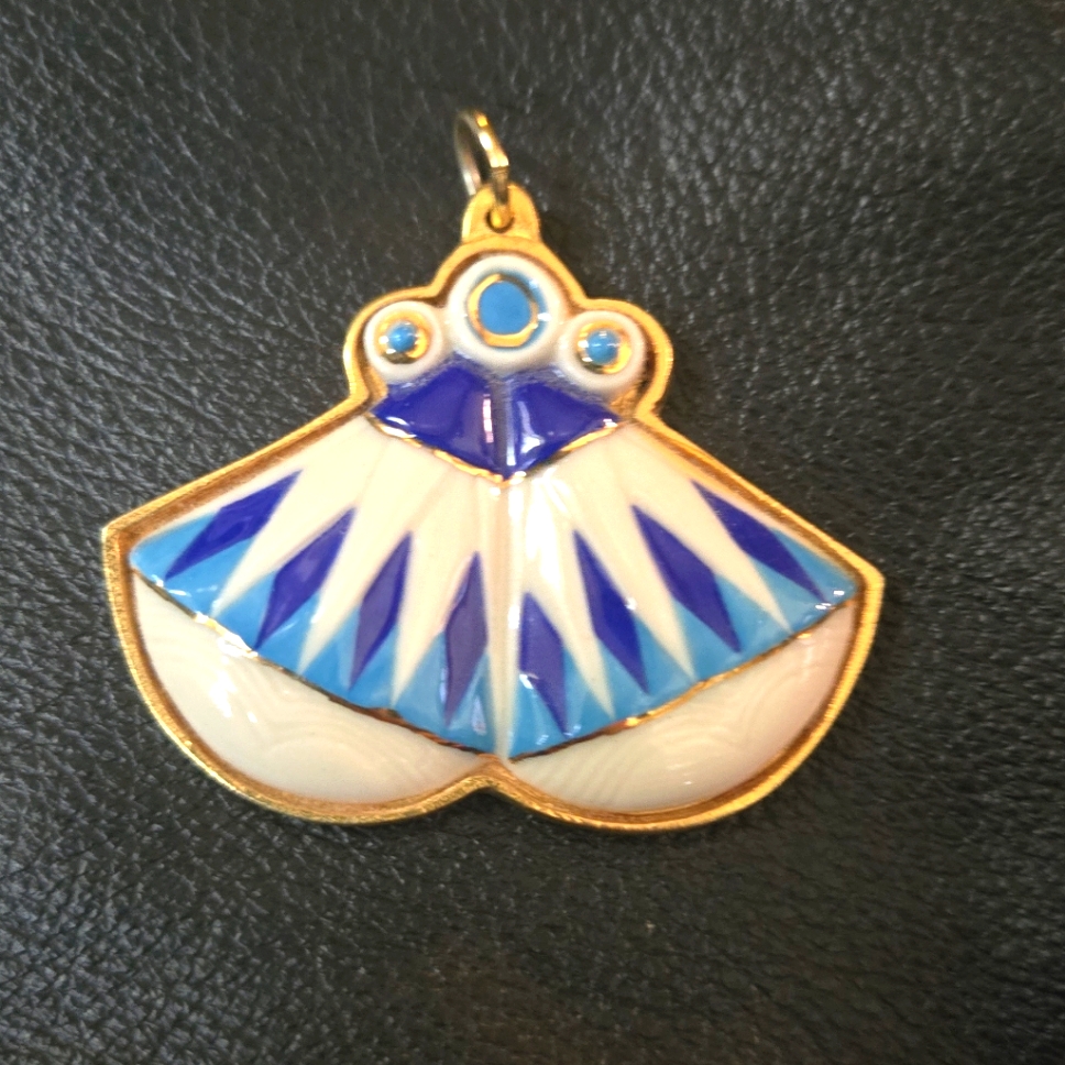 Egyptian Bells Symbol Porcelain & Gold Pendant